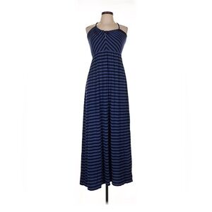 Anthropologie Deletta Navy and Black Striped Maxi Boho Dress Size: Large